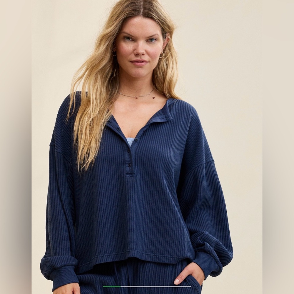 Aerie Waffle Henley Sweatshirt